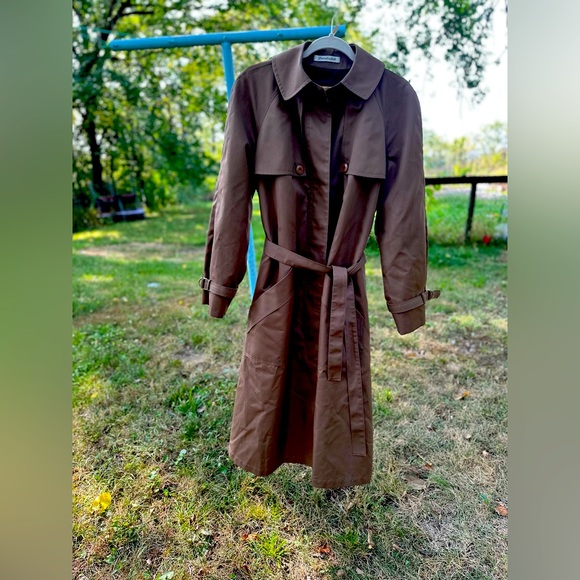 misty harbor (vintage) Jackets & Blazers - Vintage wool lined brown belted feminine trench misty harbor